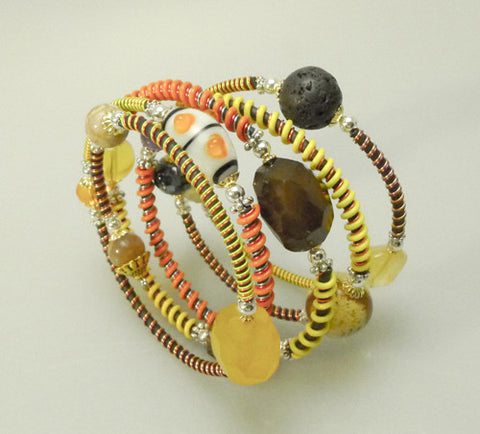 4-wrap memory wire 'earthy colours' bracelet